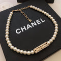 18K Chanel Script Pearls Chain Necklace