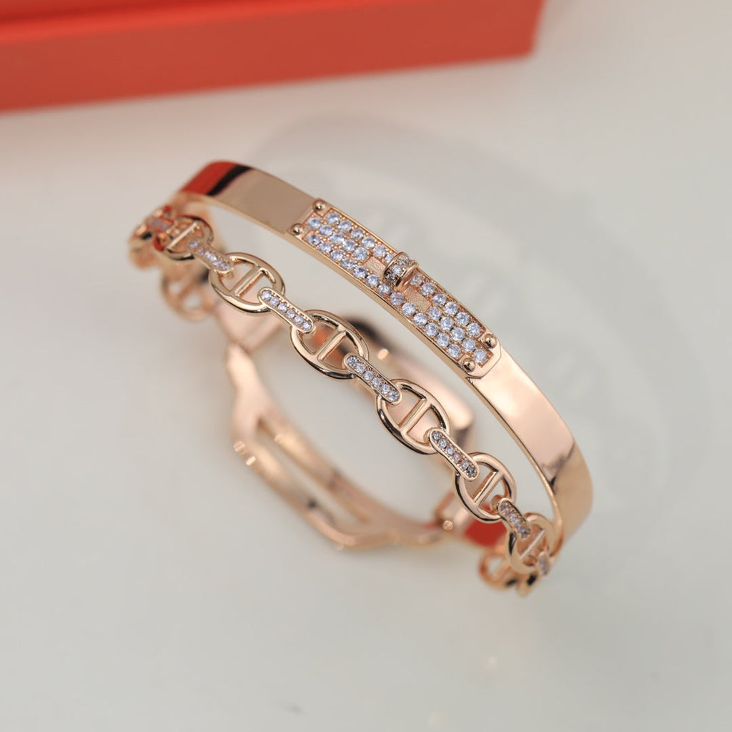 18K Hermes Kelly Double Tour Diamond Bracelet