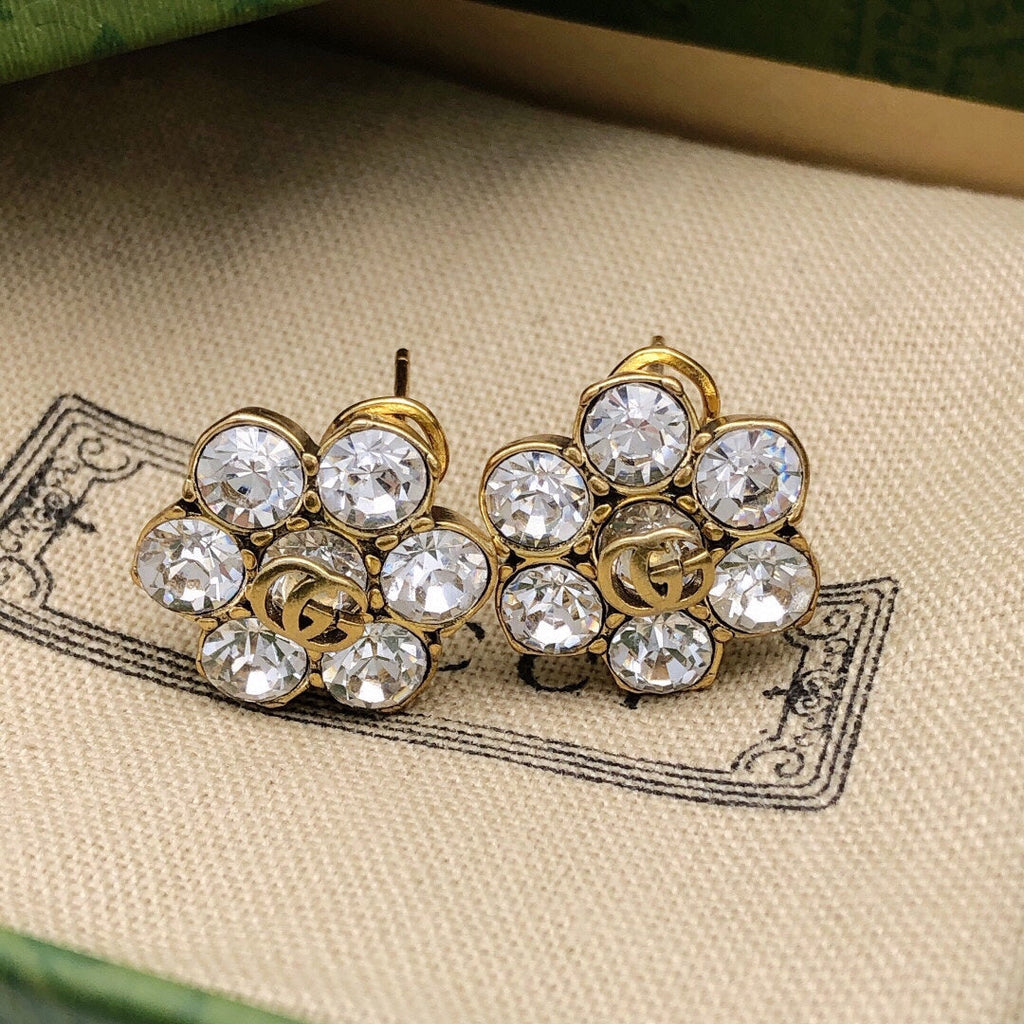 18K Gucci Double Crystals Earrings