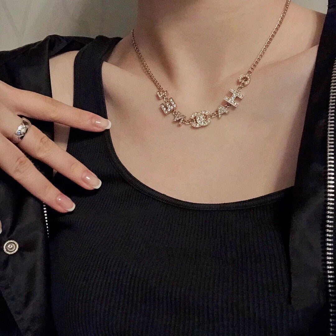 18K Chanel Script Diamonds Necklace