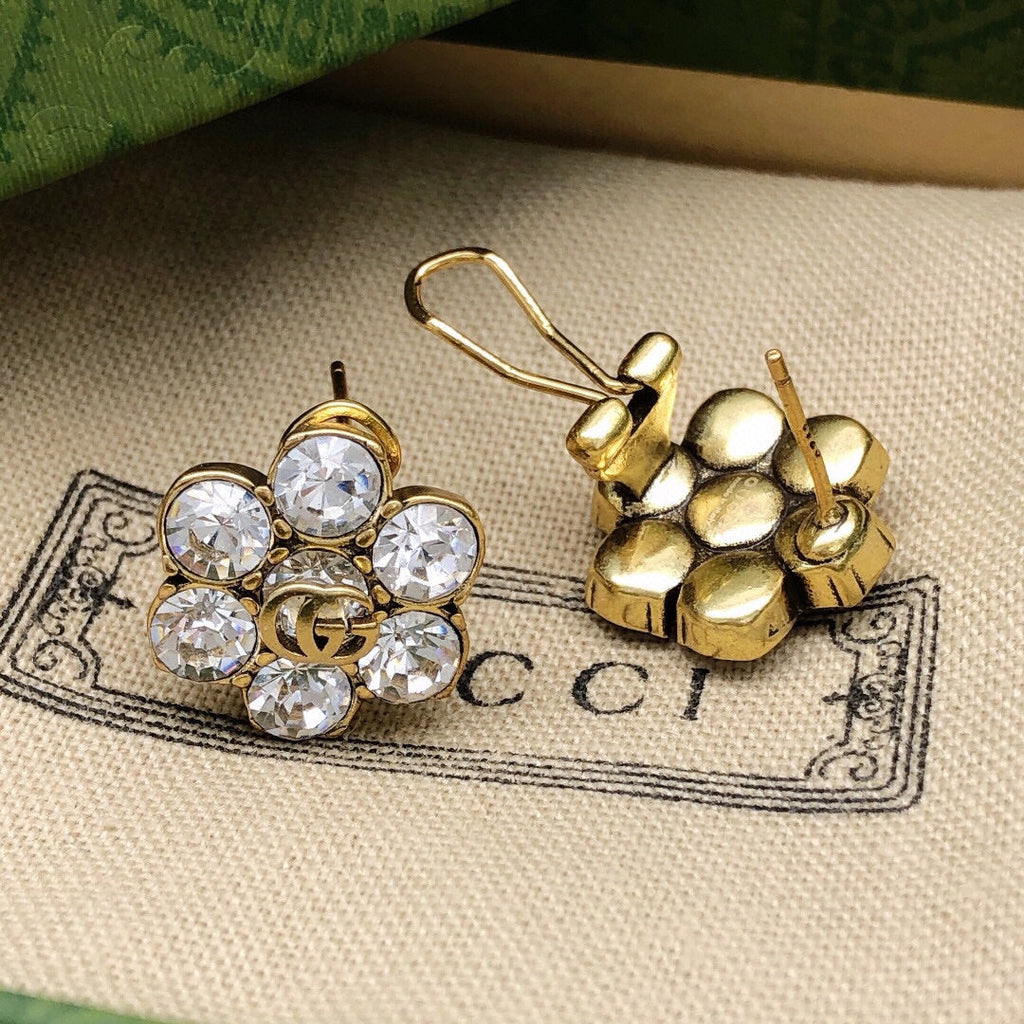 18K Gucci Double Crystals Earrings