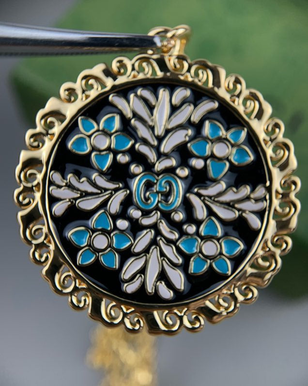 18K Gucci Double Iconic Floral Pendant Necklace