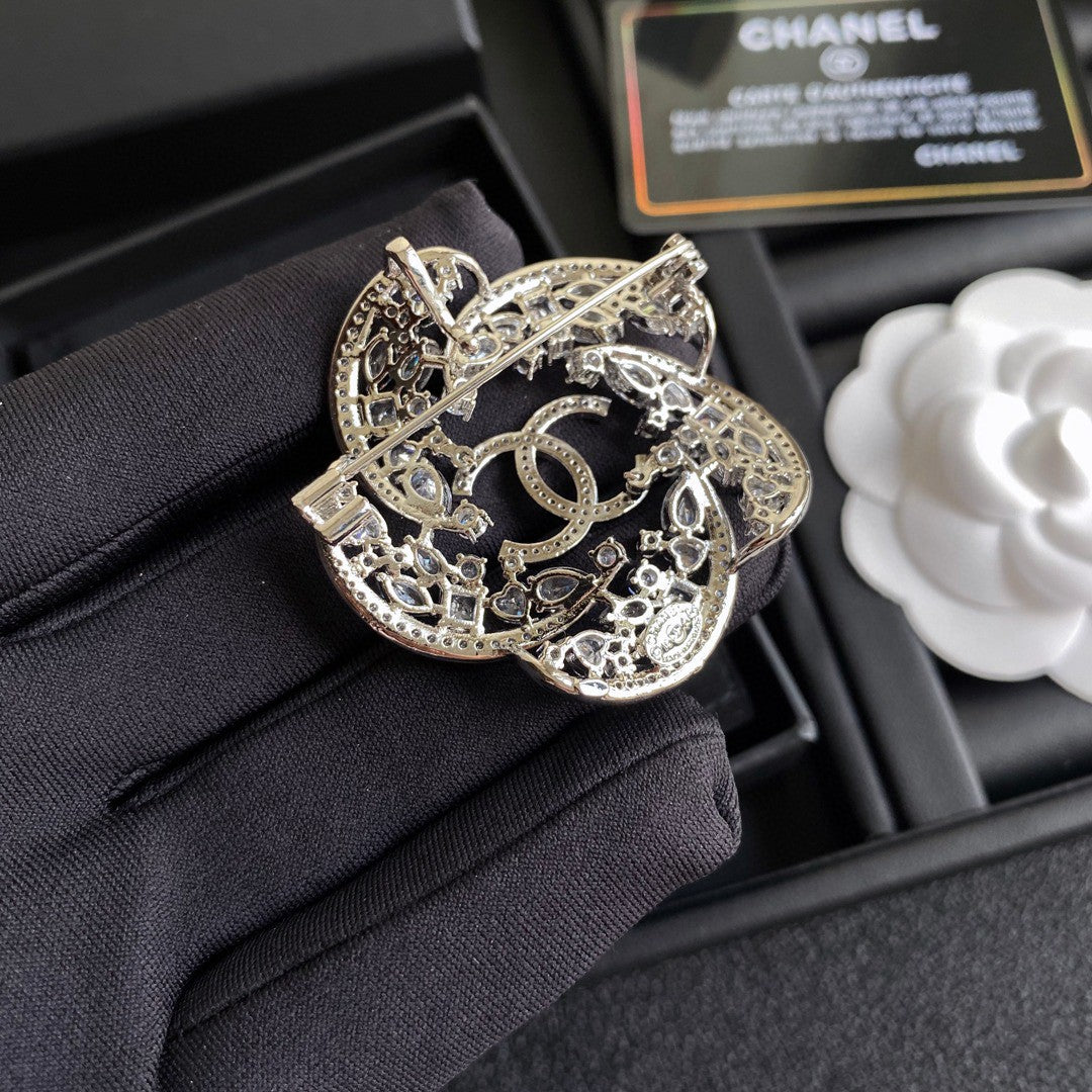 18K Chanel Camellia Crystals Brooch