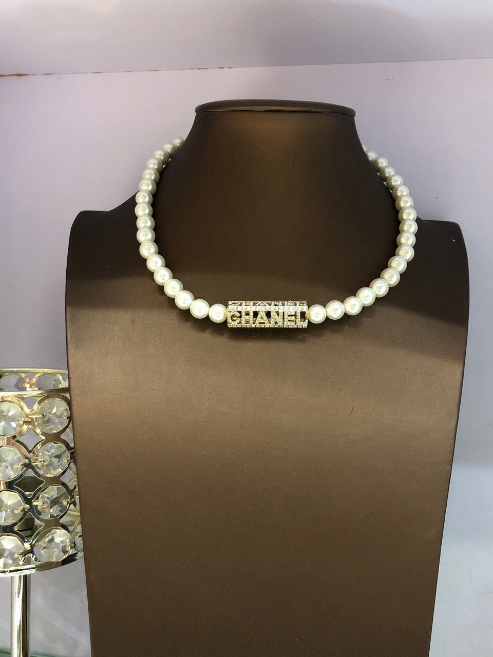 18K Chanel Script Pearls Chain Necklace