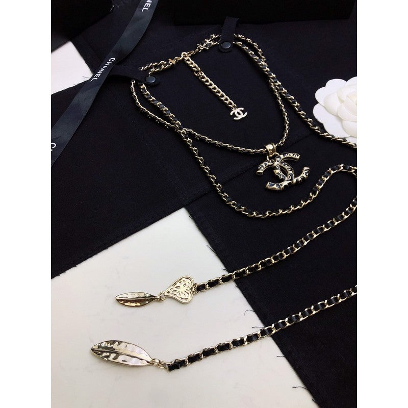 18K Chanel Long Leather Necklace