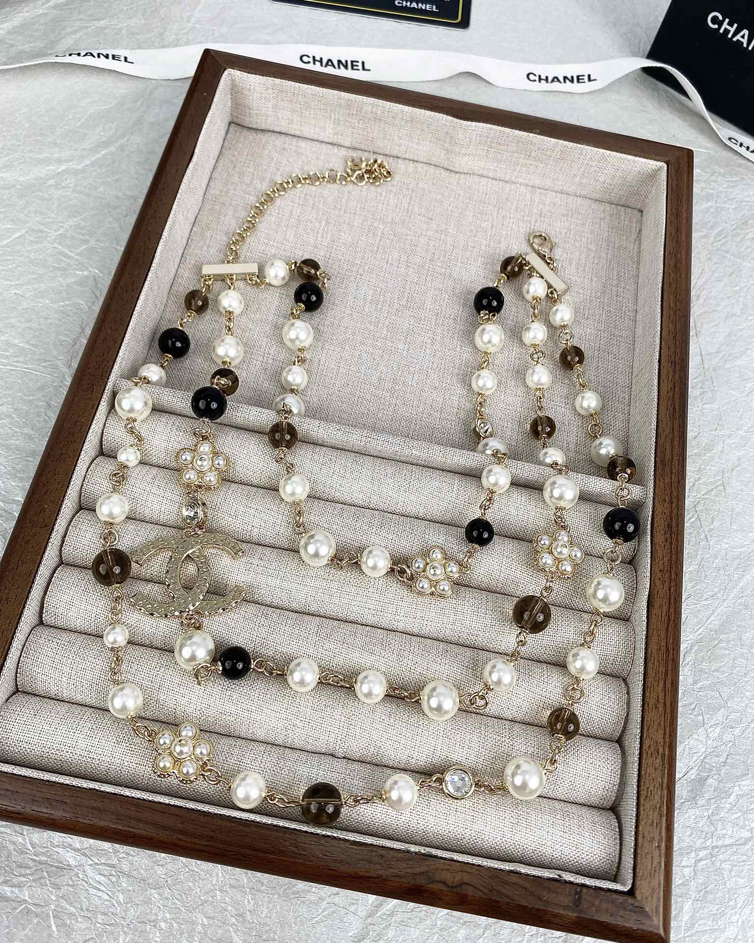 18K Chanel 24B Long Pearls Necklace