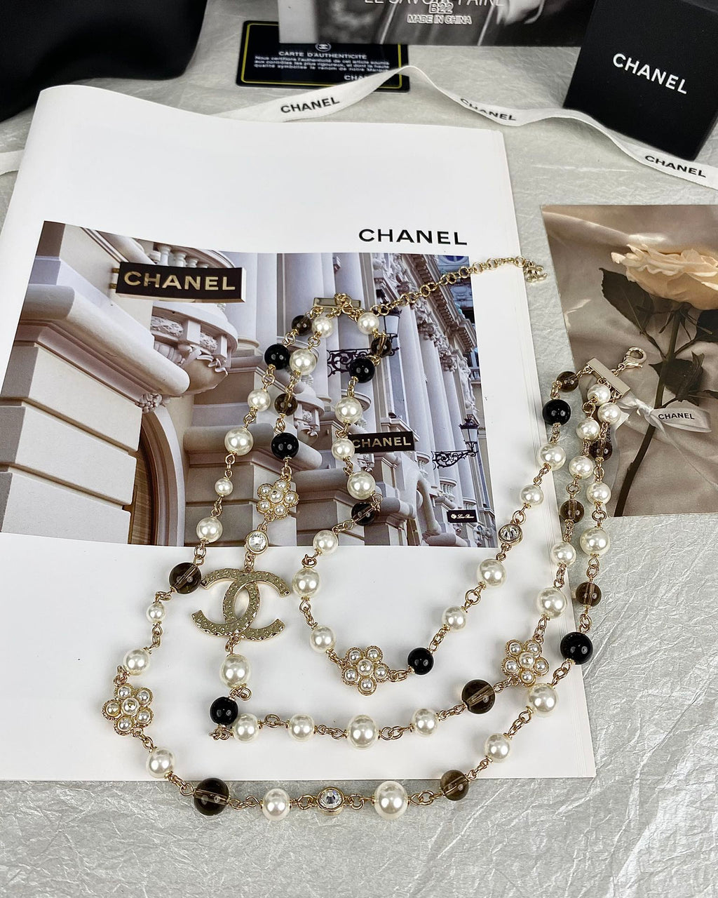 18K Chanel 24B Long Pearls Necklace