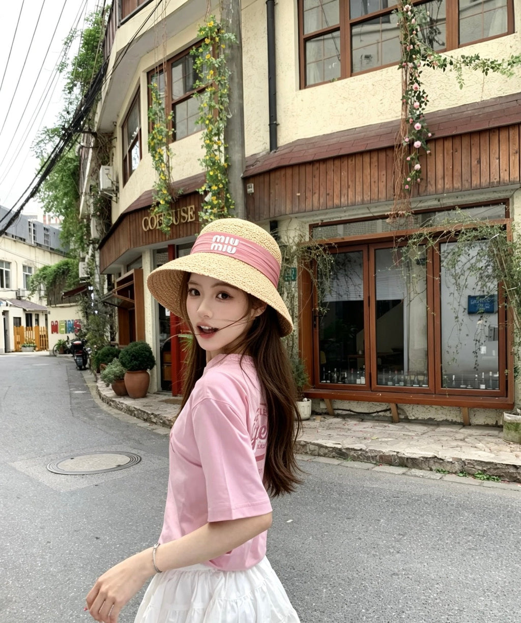 Miu Miu Raffia Straw Bucket Hat