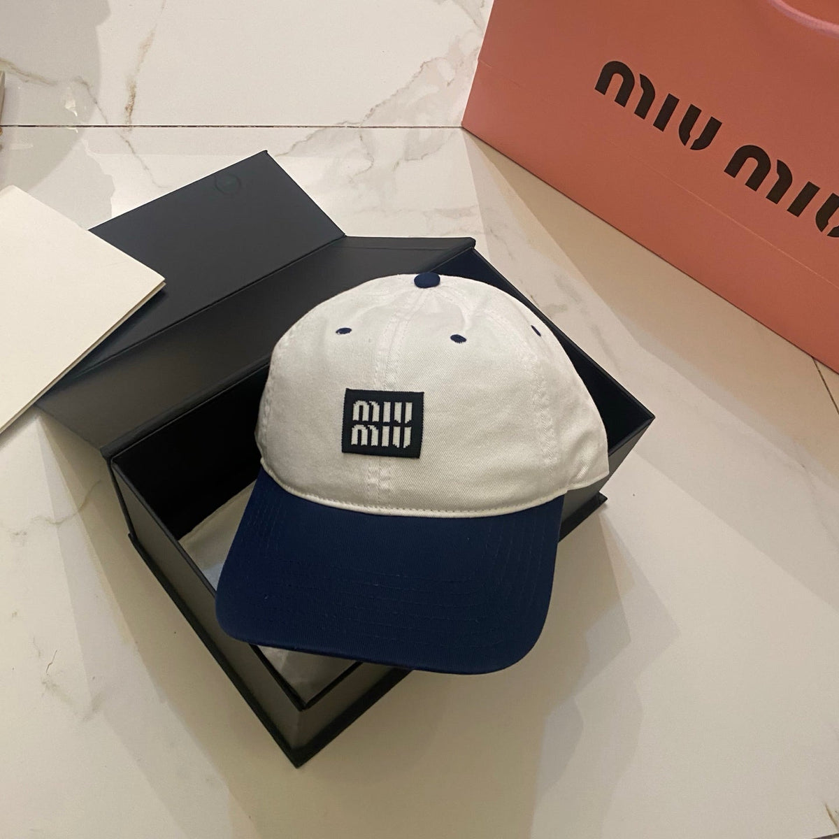 Miu Miu Color-Block Logo Baseball Cap