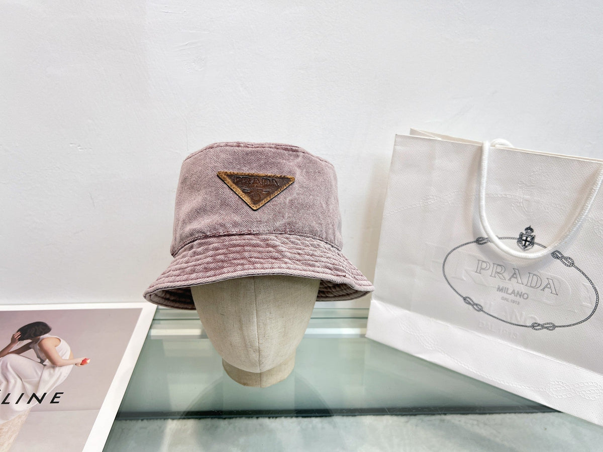 Prada Bucket Hat - Gray / Pink